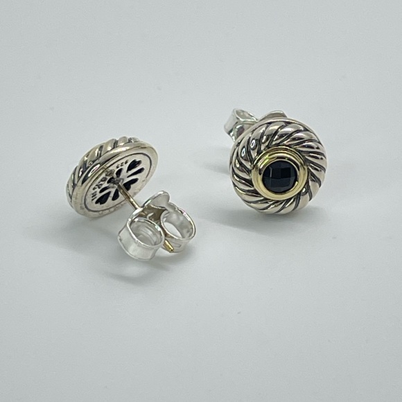 David Yurman Cookie Cutter Earrings with Black Onyx & 14k Gold - Picture 11 of 14